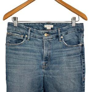 Good American Skinny Cropped Frayed Hem Denim Blue Jeans Size 8 / 29